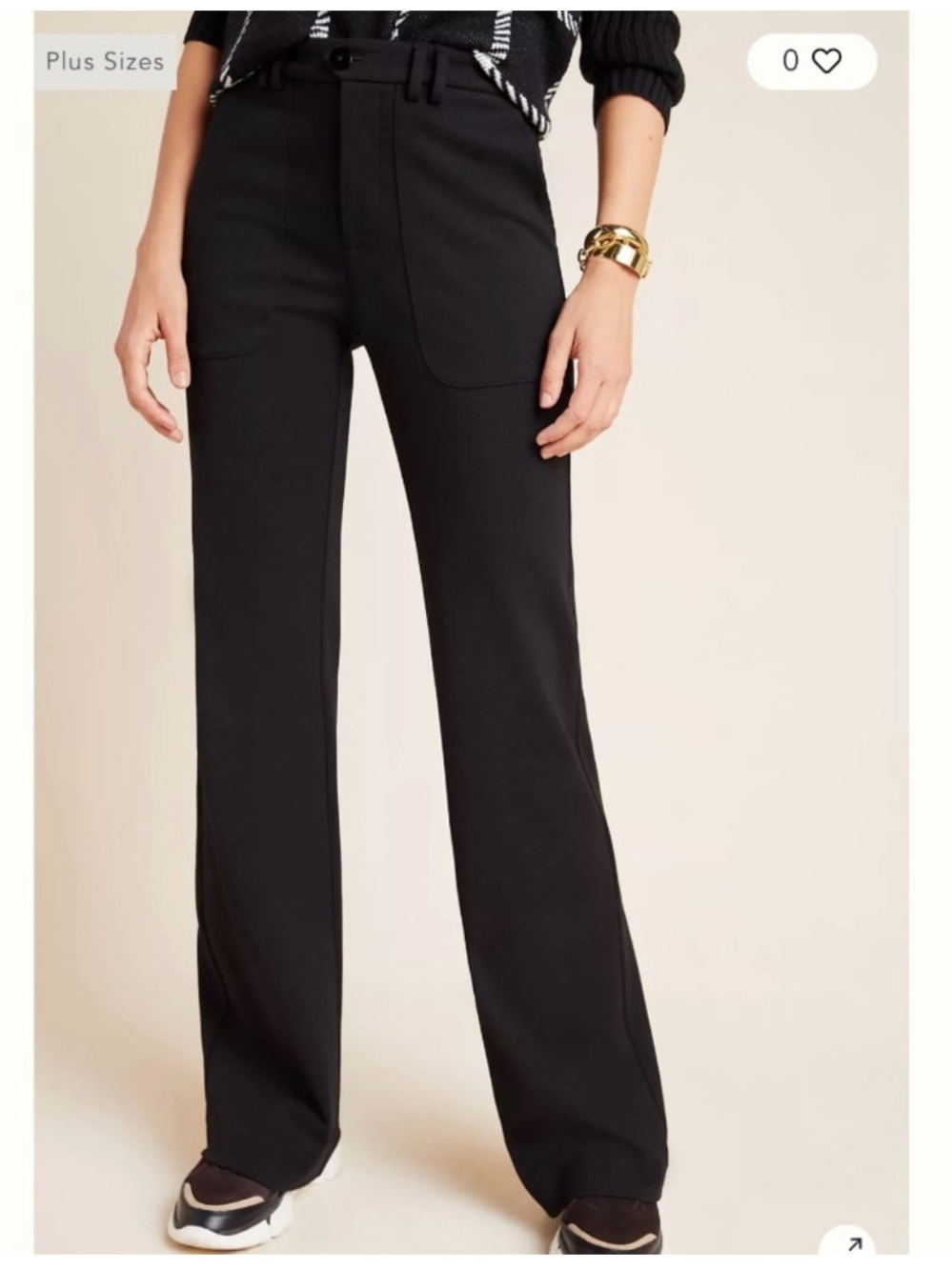 Anthropologie Essential Twill Flare Trouser Pants Black Size 8 - Picture 5 of 11